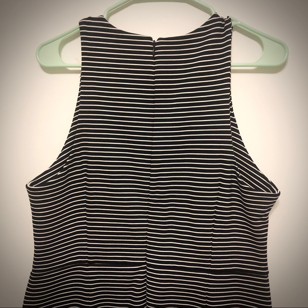 Navy and White Striped Sheath Dress Stretch